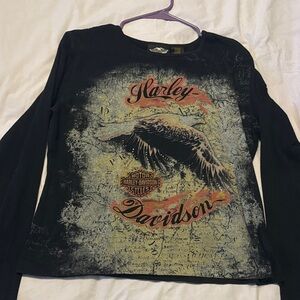 Harley-Davidson Black Long Sleeve Tee with Eagle Design Size XL